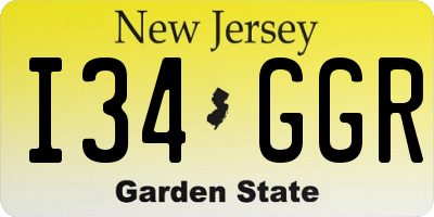 NJ license plate I34GGR