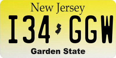 NJ license plate I34GGW