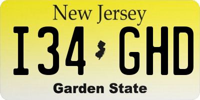 NJ license plate I34GHD