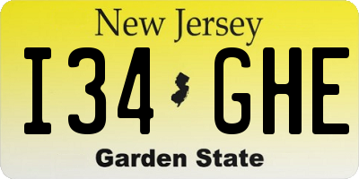 NJ license plate I34GHE
