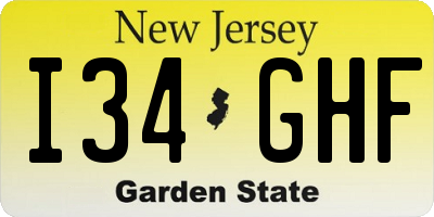 NJ license plate I34GHF
