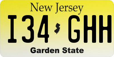 NJ license plate I34GHH