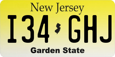 NJ license plate I34GHJ