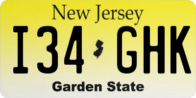 NJ license plate I34GHK