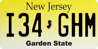 NJ license plate I34GHM