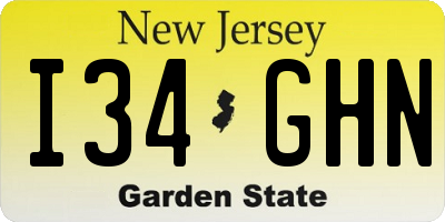 NJ license plate I34GHN