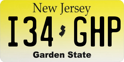 NJ license plate I34GHP