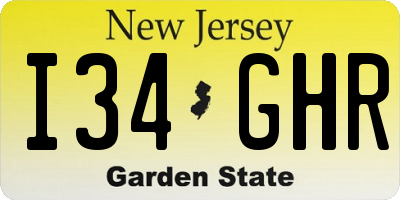 NJ license plate I34GHR