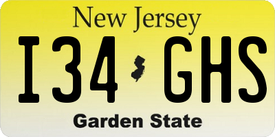 NJ license plate I34GHS