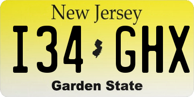 NJ license plate I34GHX