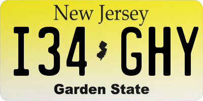NJ license plate I34GHY