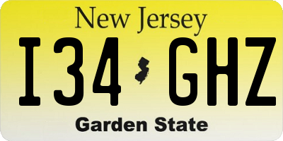 NJ license plate I34GHZ