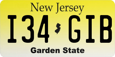 NJ license plate I34GIB
