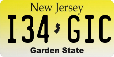 NJ license plate I34GIC