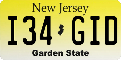 NJ license plate I34GID