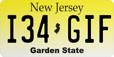NJ license plate I34GIF