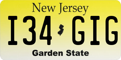 NJ license plate I34GIG