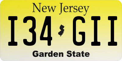 NJ license plate I34GII