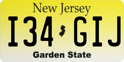 NJ license plate I34GIJ