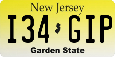NJ license plate I34GIP
