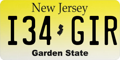 NJ license plate I34GIR