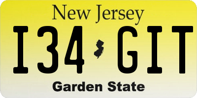 NJ license plate I34GIT