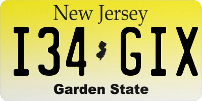 NJ license plate I34GIX