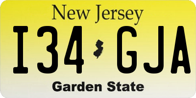 NJ license plate I34GJA