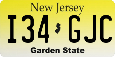 NJ license plate I34GJC