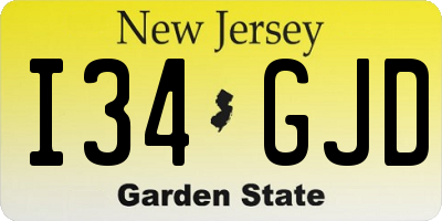 NJ license plate I34GJD