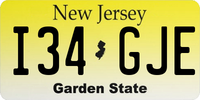 NJ license plate I34GJE