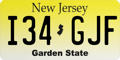 NJ license plate I34GJF
