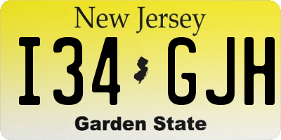 NJ license plate I34GJH