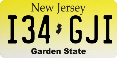 NJ license plate I34GJI