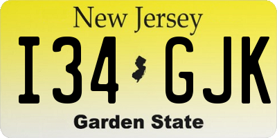 NJ license plate I34GJK