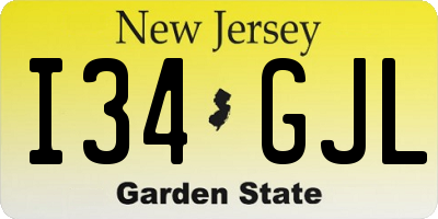 NJ license plate I34GJL