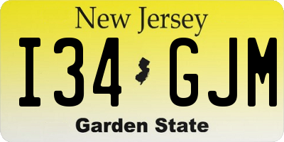 NJ license plate I34GJM