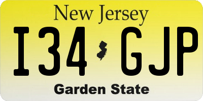 NJ license plate I34GJP