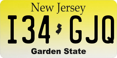 NJ license plate I34GJQ