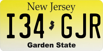 NJ license plate I34GJR