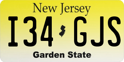 NJ license plate I34GJS