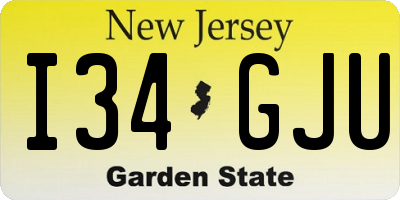 NJ license plate I34GJU