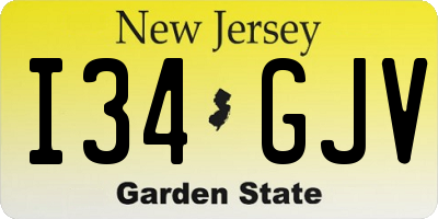 NJ license plate I34GJV
