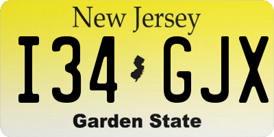 NJ license plate I34GJX