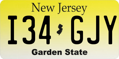 NJ license plate I34GJY
