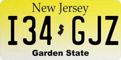 NJ license plate I34GJZ