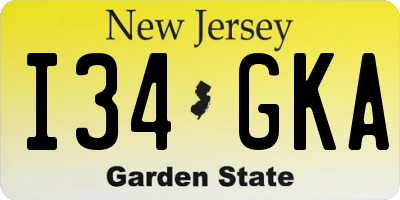 NJ license plate I34GKA