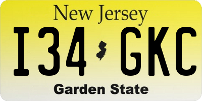 NJ license plate I34GKC
