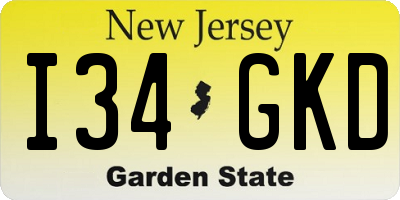 NJ license plate I34GKD