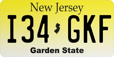 NJ license plate I34GKF